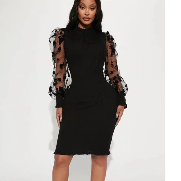 Almost Famous Long Sleeve Fine Gauge Mock Neck Dress Sz S - Picture 1 of 7